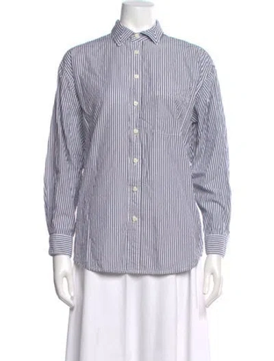 Pre-owned B Sides Striped Long Sleeve Button-up Top In White