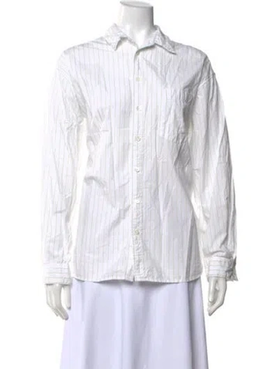 Pre-owned B Sides Striped Long Sleeve Button-up Top In White