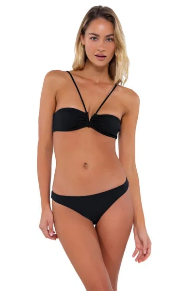 B Swim Anisa Bikini Swimsuit Top In Black Baja Rib