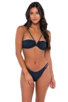 B Swim Anisa Bikini Swimsuit Top In Navy Baja Rib