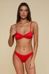 B Swim Bayside Bandeau Bikini Swimsuit Top In Setting Sun Red