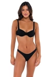 B Swim Cassidy Bikini Swimsuit Top In Black Baja Rib