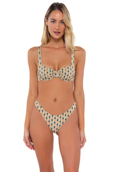 B Swim Cassidy Bikini Swimsuit Top In Sahara Lurex