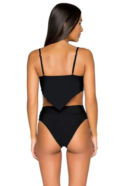 B Swim Cove Hi-waist Bikini Swim Bottoms In Black Out