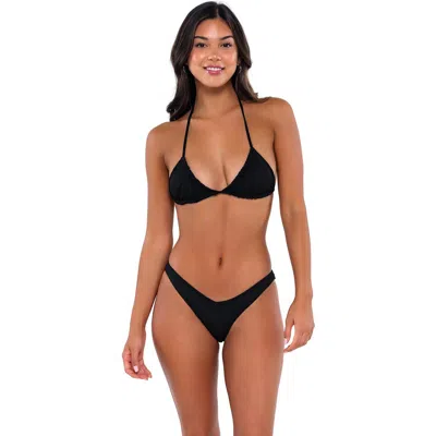 B Swim Ginny Bikini Swimsuit Top In Black Baja Rib