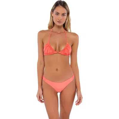 B Swim Ginny Bikini Swimsuit Top In Coral Shine