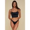 B Swim Harbor Crop Bikini Swimsuit Top In Black Depth