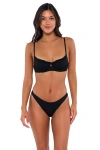 B Swim Lyra Bikini Swimsuit Top In Black Baja Rib