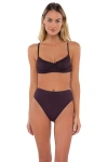 B Swim Lyra Bikini Swimsuit Top In Java Flat Rib