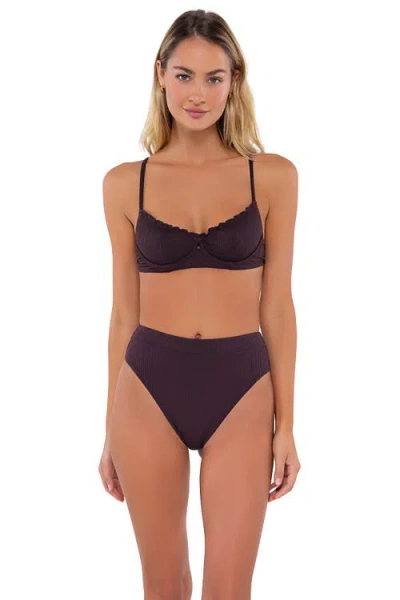 B Swim Lyra Bikini Swimsuit Top In Java Flat Rib