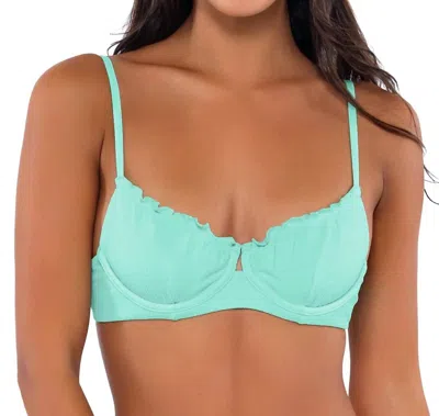 B Swim Lyra Underwire Bikini Top In Breeze Twist Rib In Blue