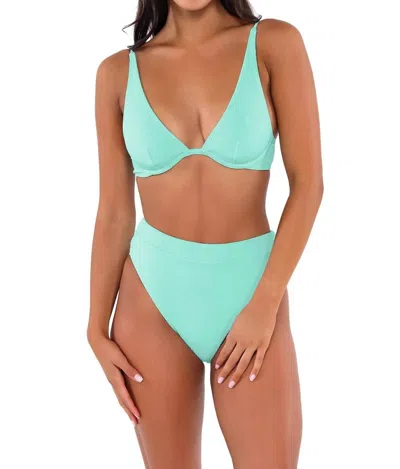 B Swim Margot High-waist Bikini Bottom In Breeze Twist Rib In Green