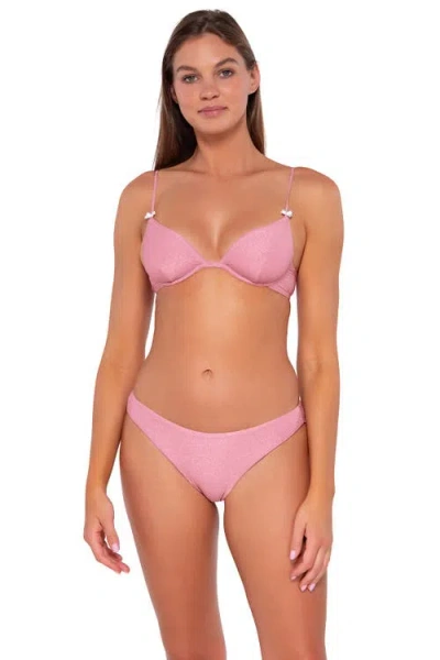 B Swim Monika Bikini Swimsuit Top In Blushing Bride Lurex