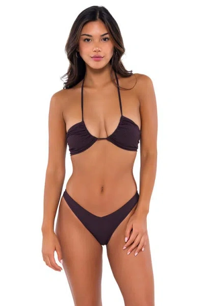 B Swim Sasha Bikini Swimsuit Top In Java Flat Rib