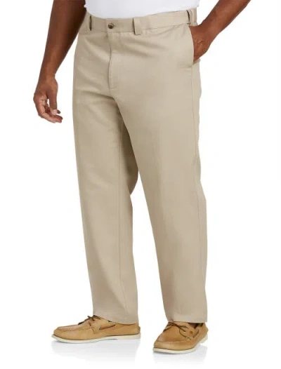 B+t Essentials Big & Tall Flat-front Twill Pants In Brown