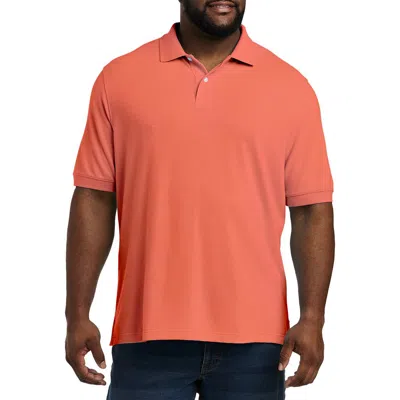 B+t Essentials Big & Tall Piqué Mesh Short-sleeve Polo Shirt In Orange