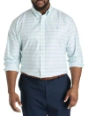 B+t Essentials Fit By Dxl Big & Tall  Non-iron Oxford Check Sport Shirt In Bleached Aqua