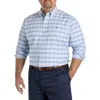 B+t Essentials Fit By Dxl Big & Tall  Non-iron Plaid Oxford Sport Shirt In Hydrangea Navy