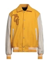 B-used Man Jacket Marigold Size Xxl Polyester, Acrylic, Wool, Soft Leather In Yellow
