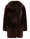 B&w Reversibile Shearling Coat In Brown
