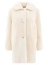 B&w Reversibile Shearling Coat In White