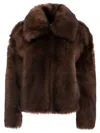 B&w Brown Shearling Coat With Classic Collar And Long Sleeves In Brown