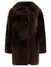 B&w Reversibile Shearling Coat In Brown