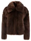 B&w Brown Shearling Coat With Classic Collar And Long Sleeves