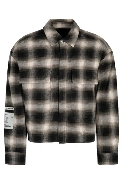 B1 Archive Checked Flannel Wool Shirt In Black