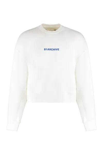 B1 Archive Cotton Crew-neck Sweatshirt In White