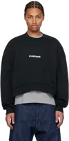 B1archive Black Oversized Crewneck Sweatshirt In Heavy Terry Black