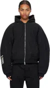 B1archive Black Workwear Seamless Hooded Zip Up Jacket In Black Canvas