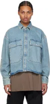 B1archive Blue Flap Pocket Denim Shirt In Indigo Denim Wash #b