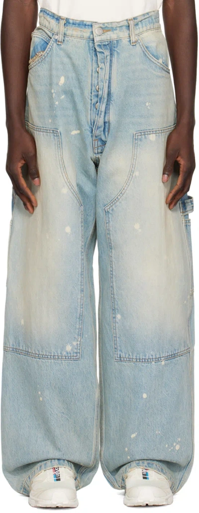 B1archive Blue Paneled Jeans In Wash #b35 Vintage