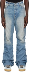 B1ARCHIVE BLUE SHIRRED KICKFLARE JEANS