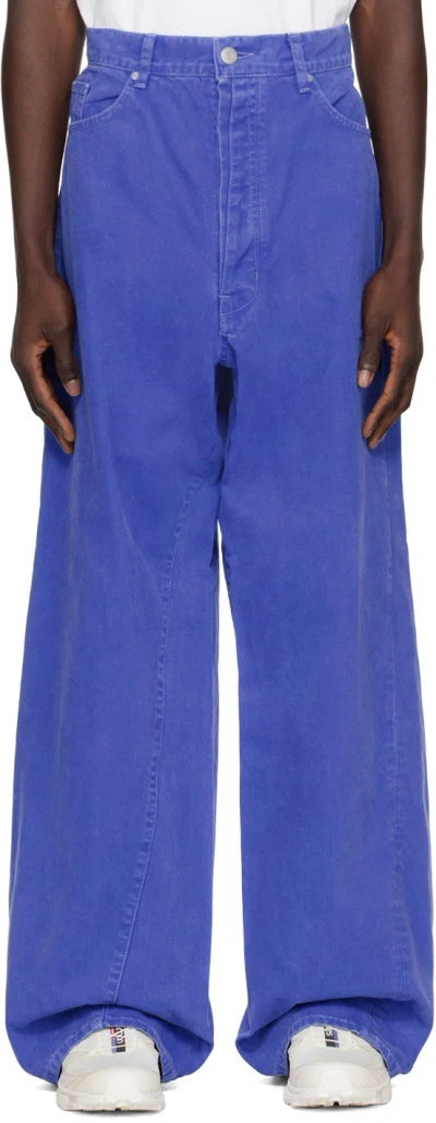 B1archive Blue Wide Leg 5 Pocket Jeans In Canvas Surf The Web