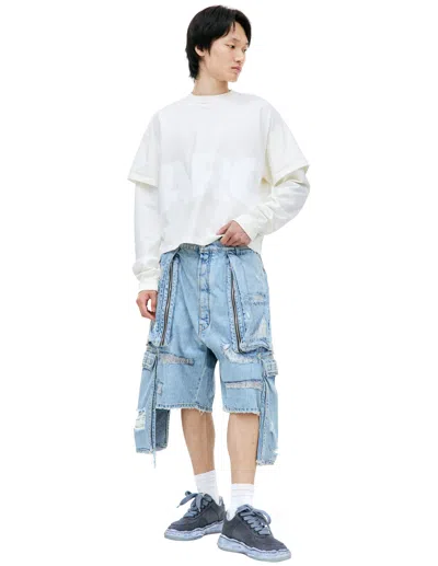 B1archive Cargo Denim Shorts In Blue