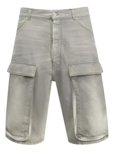 B1archive Denim Cargo Shorts In Gray