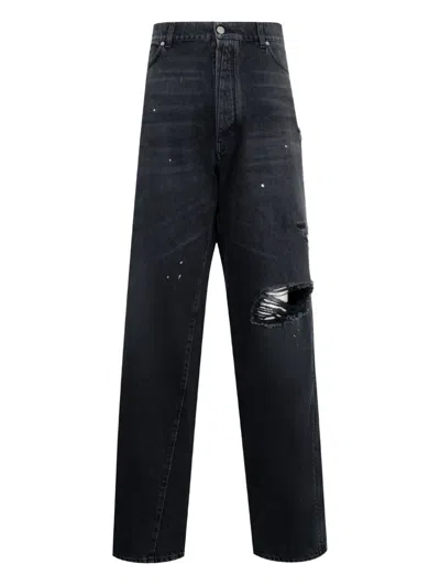 B1archive Distressed Jeans In Black