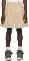 B1archive Khaki Carpenter Shorts In Canvas Khaki