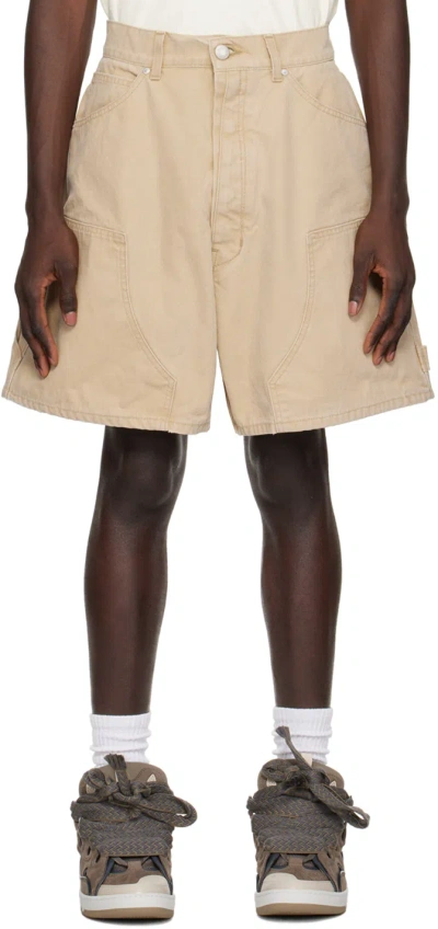 B1archive Khaki Carpenter Shorts In Canvas Khaki