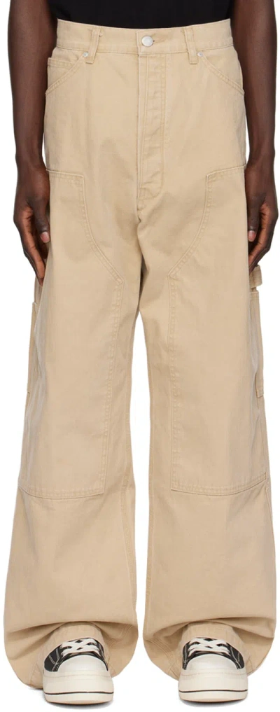 B1archive Khaki Paneled Trousers In Canvas Khaki