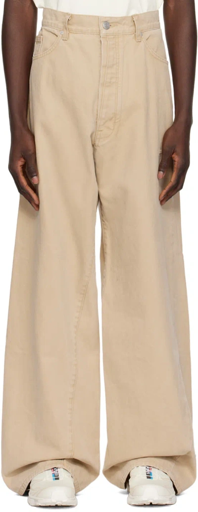 B1archive Khaki Wide Leg 5 Pocket Jeans In Canvas Khaki