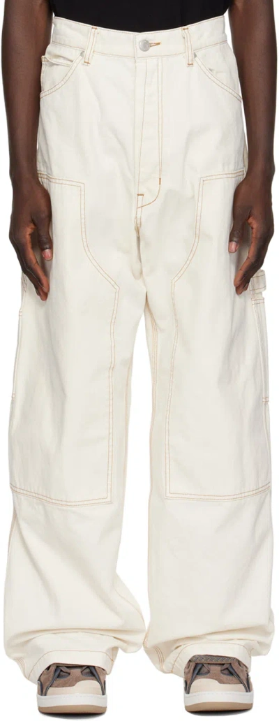 B1archive Off-white Paneled Trousers In Canvas Ecru