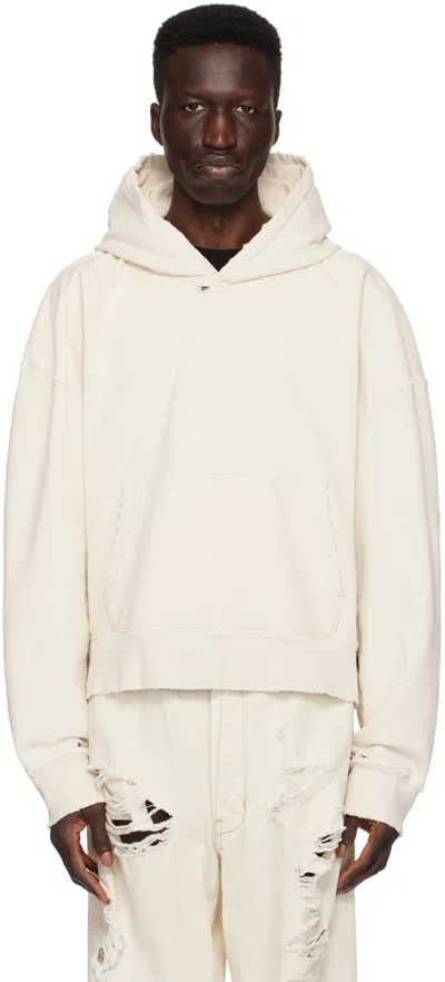 B1archive Off-white Short Hoodie In Heavy Terry Ecru