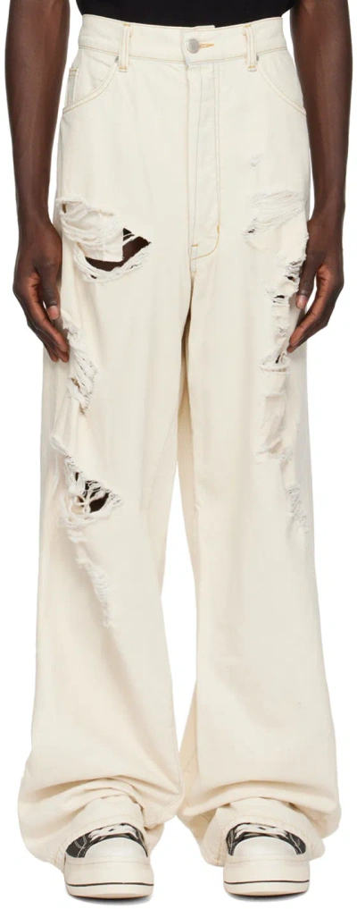 B1archive Off-white Wide Leg 5 Pocket Jeans In Wash #a0002-5