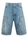 B1archive Paint-splattered Denim Shorts In Blue