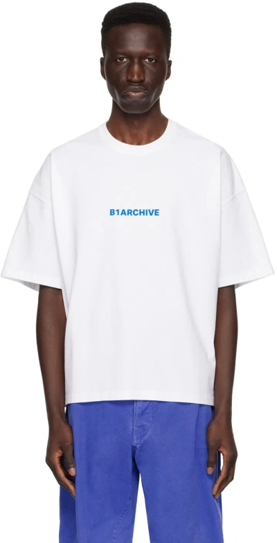 B1archive White Printed T-shirt In Optic White
