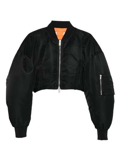 B1archive Zip-up Cropped Bomber Jacket In Black