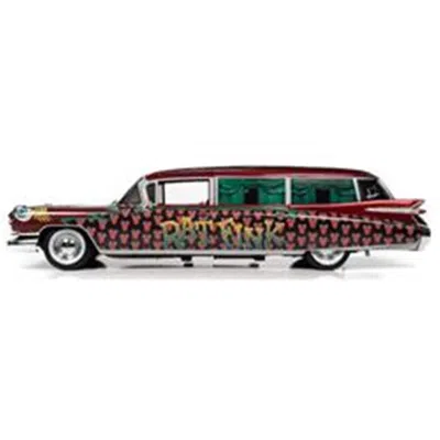 B2b Replicas Auto World Rat Fink 1959 Cadillac Eldorado Hearse Model Car - Black Red & Green
